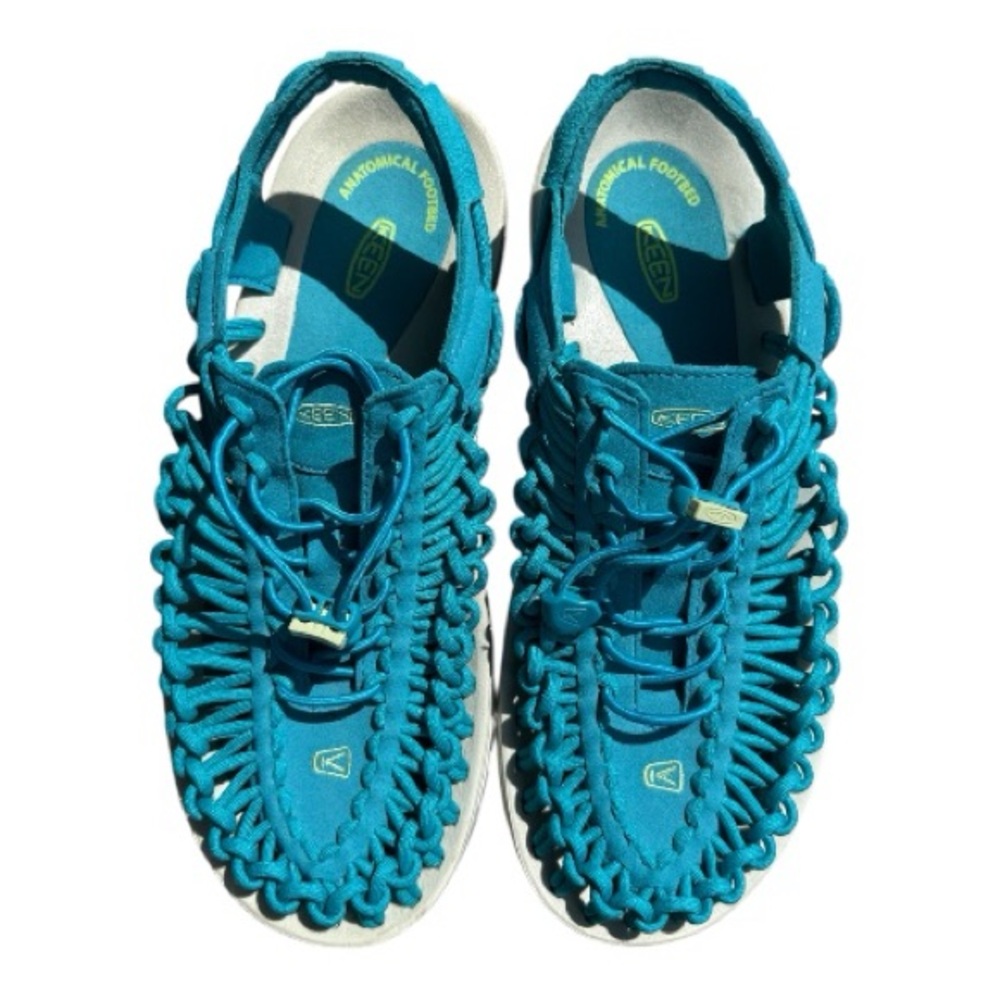 KEEN UNEEK Sandals Woman’s 9.5 Teal Two Cord Outdoor Comfort Slip On Casual - Picture 5 of 11